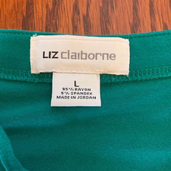 Liz Claiborne Green Short Sleeve Top with Lace-up Front - Picture 5 of 7